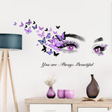 English Slogan Eye Butterfly Wall Sticker