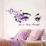 English Slogan Eye Butterfly Wall Sticker