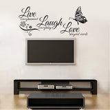 Live Love English Butterfly Wall Sticker