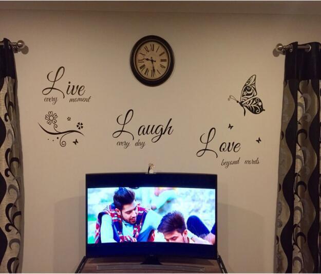 Live Love English Butterfly Wall Sticker