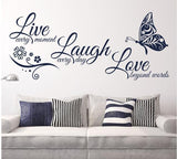 Live Love English Butterfly Wall Sticker