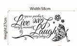 Live Love English Butterfly Wall Sticker