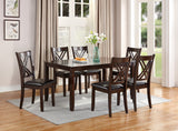 7pcs Dining Set Dining Table 6 Side Chairs Clean Espresso Finish Cushion Seats X Design Back Chairs