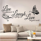 Live Love English Butterfly Wall Sticker