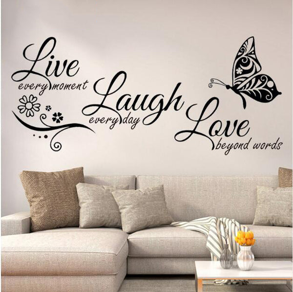 Live Love English Butterfly Wall Sticker