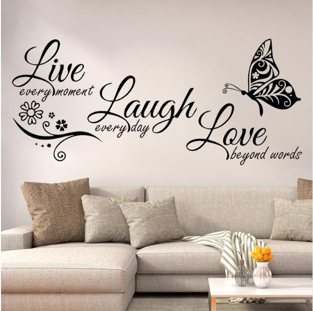 Live Love English Butterfly Wall Sticker