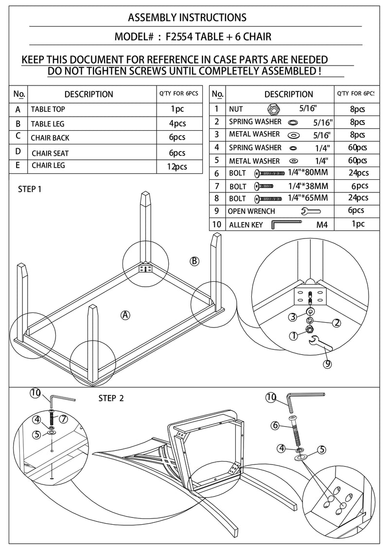 7pcs Dining Set Dining Table 6 Side Chairs Clean Espresso Finish Cushion Seats X Design Back Chairs