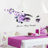 English Slogan Eye Butterfly Wall Sticker