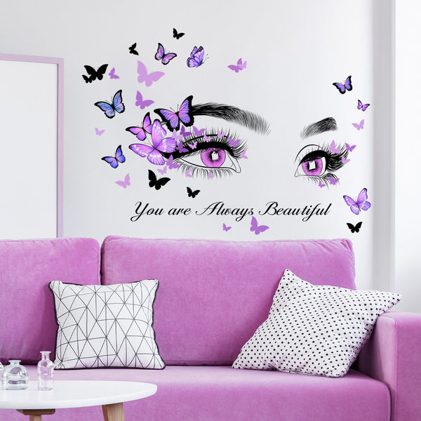 English Slogan Eye Butterfly Wall Sticker
