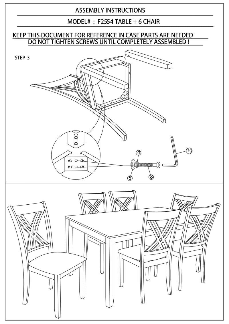 7pcs Dining Set Dining Table 6 Side Chairs Clean Espresso Finish Cushion Seats X Design Back Chairs
