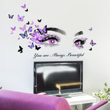 English Slogan Eye Butterfly Wall Sticker