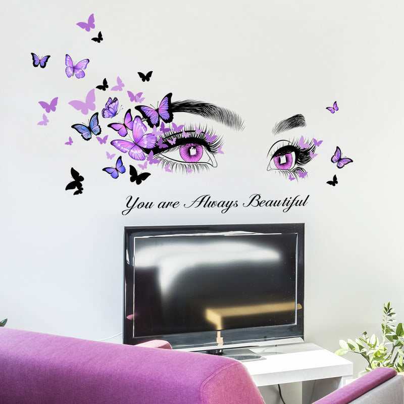 English Slogan Eye Butterfly Wall Sticker